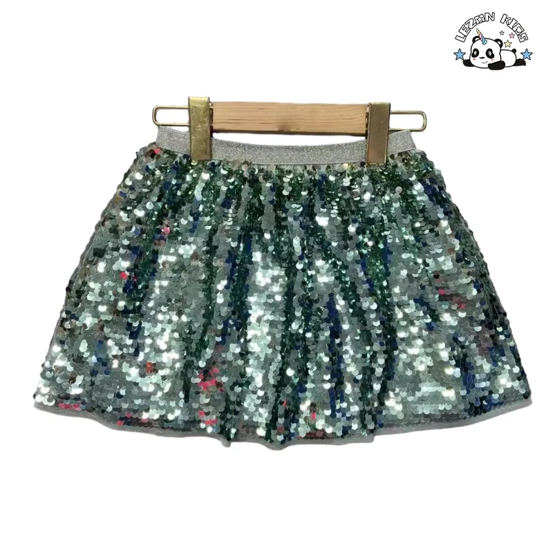LEZONKIDS - Customize Designs Stylish Girls Sequin Skirt Satin Lining Kids Summer Skirts